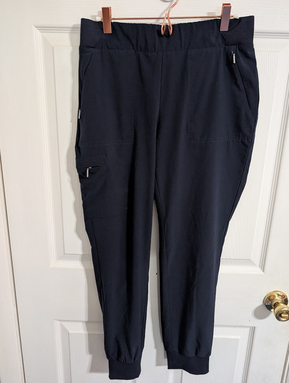 Chicos Zenergy Womens Pants Blue Pockets Ankle Cropped Size 0 US Size 4